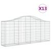 vidaXL Cesti Gabbioni ad Arco 13 pz 200x30x80/100 cm Ferro Zincato