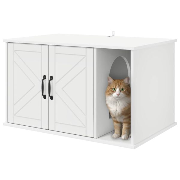 vidaXL Casa per Gatti Bianco 85 x 55 x 50 cm Legno multistrato