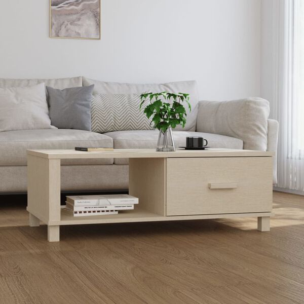 vidaXL Tavolino HAMAR ambra 100x55x35 cm in Legno Massello di Pino