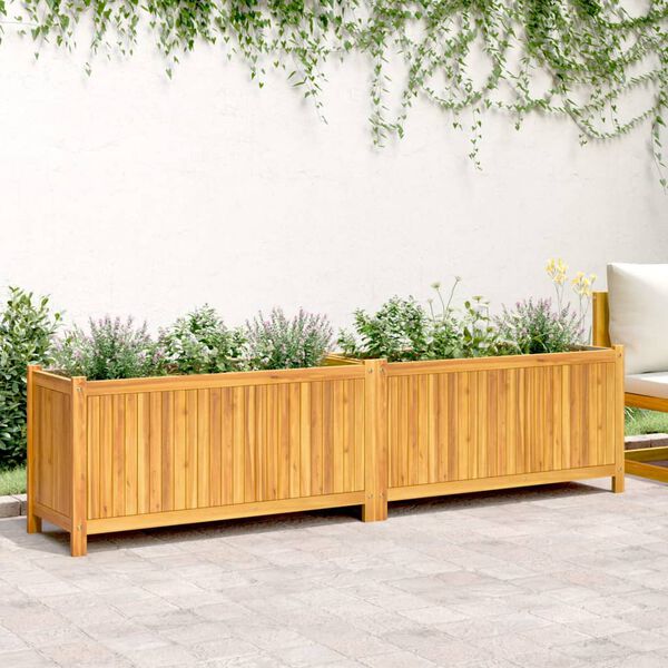 vidaXL Fioriera Giardino con Rivestimento 199x38,5x50 Massello Acacia