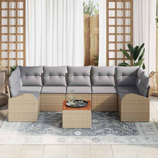 vidaXL Set Divano da Giardino con cuscino 8 pcs Beige polyrattan