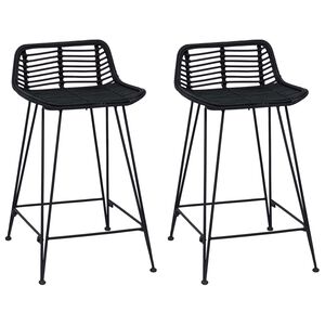 vidaXL Sgabello da bar 2 pz Nero 44 x 45 x 76 cm Rattan e acciaio