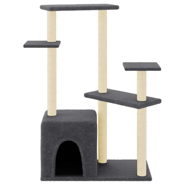 vidaXL Albero per Gatti con Tiragraffi in Sisal Grigio Scuro 107,5 cm