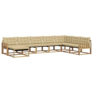 vidaXL Set di divani da esterno con cuscino 8 pcs Bianco e Beige