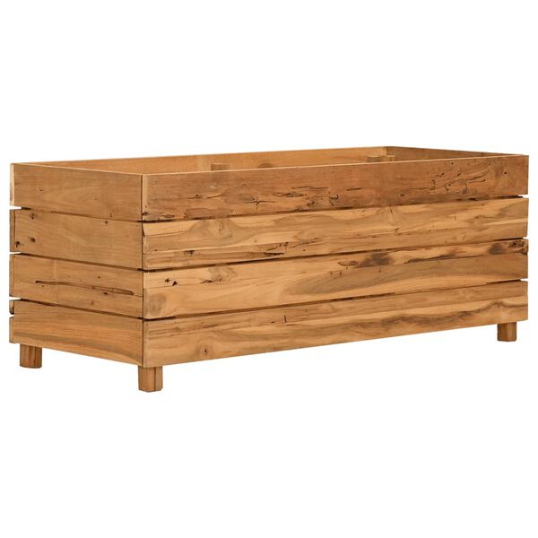 vidaXL Letto Rialzato 100x40x38 cm Legno di Teak di Recupero e Acciaio
