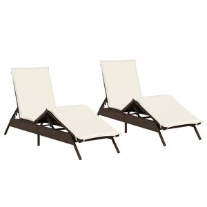 vidaXL Lettini Prendisole 2 pz con Cuscini Marrone in Polyrattan