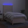 vidaXL Letto a Molle con Materasso e LED Crema 90x190 cm in Tessuto
