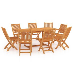vidaXL Set da Pranzo da Giardino 9 pz in Legno Massello di Teak