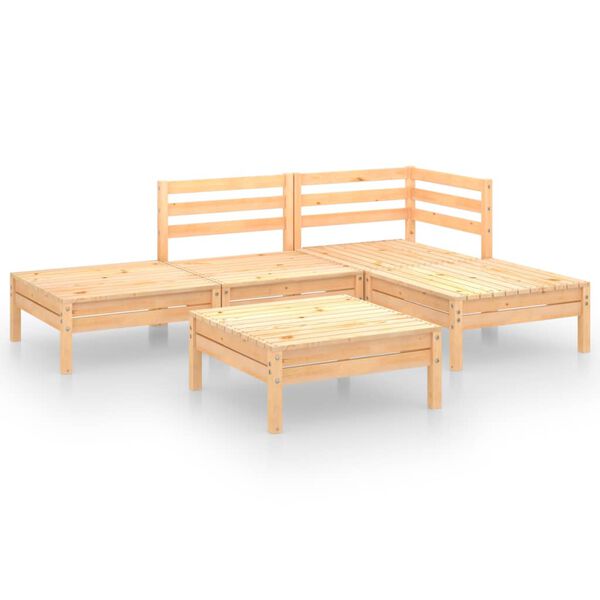vidaXL Set Salotto da Giardino 5 pz in Legno Massello di Pino