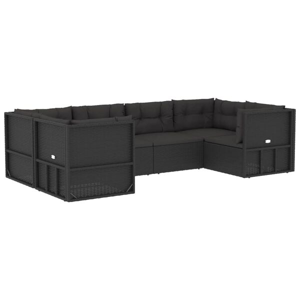 vidaXL Set Mobili da Giardino 6 pz con Cuscini in Polyrattan Nero