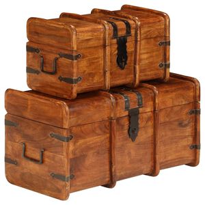 vidaXL Set Forzieri 2 pz in Legno Massello di Acacia e Finitura Ambra