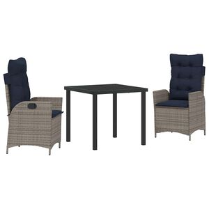 vidaXL Set da Pranzo per Giardino 5 pcs Grigio e Nero Rattan