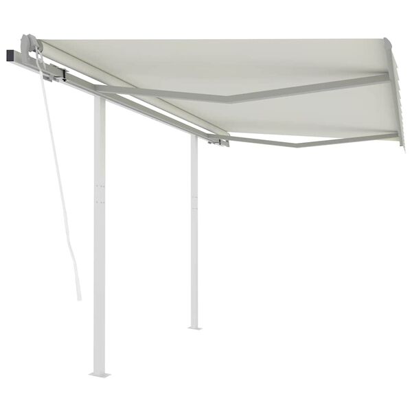 vidaXL Tenda da Sole Retrattile Automatica con Pali 3x2,5 m Crema