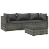 vidaXL Set Divani da Giardino 4 pz con Cuscini in Polyrattan Grigio