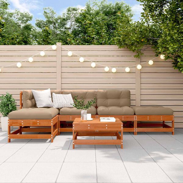vidaXL Set Lounge da Giardino 6 pcs Marrone Cera