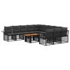 vidaXL Set Divano da Giardino 12 pz Nero e Grigio scuro polyrattan