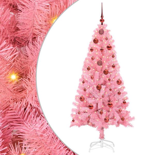vidaXL Albero di Natale con 150 LED con supporto Rosa 150 cm PVC
