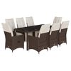 vidaXL Set Bistr&ograve; da Giardino 9 pz con Cuscini in Polyrattan Marrone