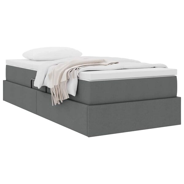 vidaXL Letto con contenitore e materasso Grigio scuro 100 x 200 cm
