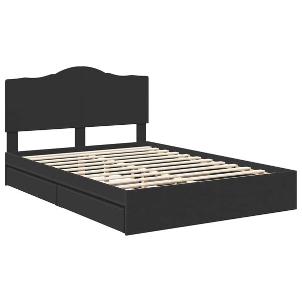 vidaXL Letto con Contenitore Nero 140 x 190 cm Legno multistrato