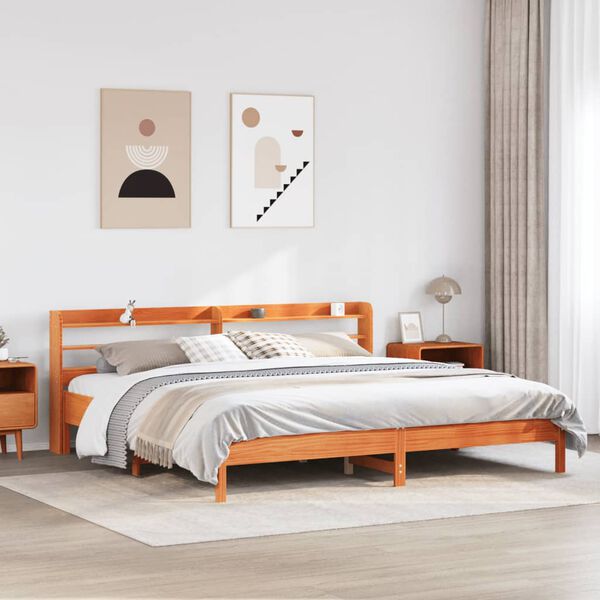 vidaXL Letto senza Materasso Marrone Cera 200x200 cm in Legno di Pino