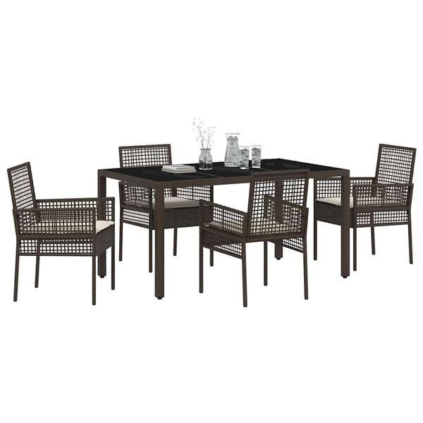 vidaXL Set da Pranzo per Giardino 5 pcs Marrone polyrattan
