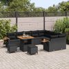 vidaXL Set Divano da Giardino con cuscino 13 pcs Nero polyrattan