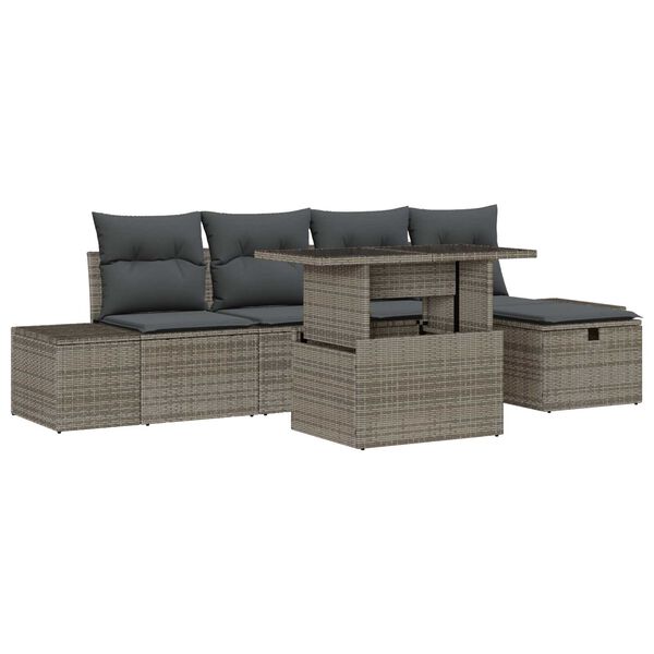 vidaXL Set Divano da Giardino 6 pcs Grigio polyrattan