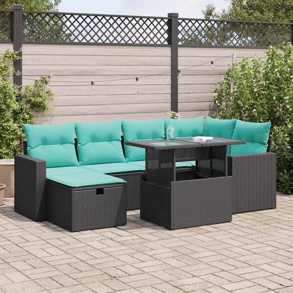 vidaXL Set Divani da Giardino 7pz con Cuscini Grigio Polyrattan Acacia