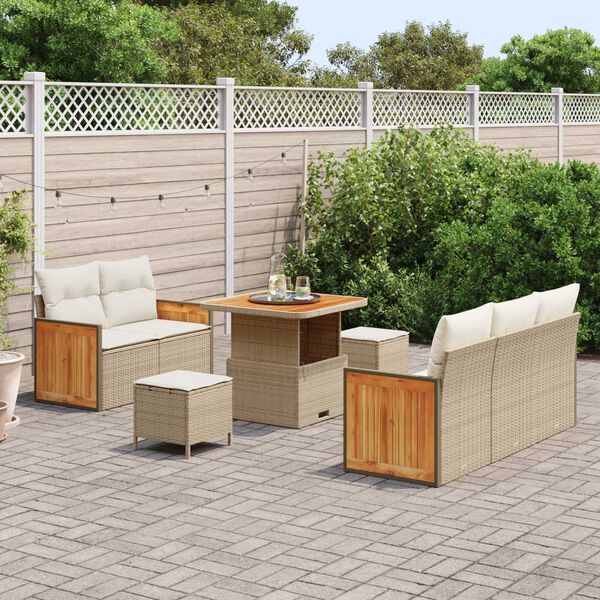 vidaXL Set Divano da Giardino 10 pcs Beige e Crema polyrattan