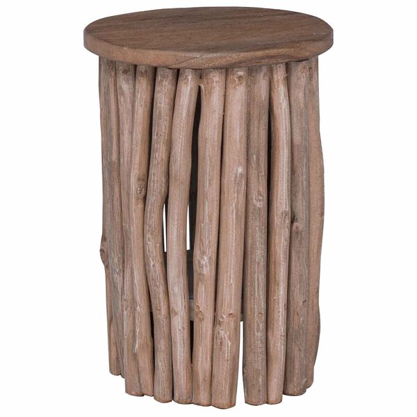 vidaXL Pouf Naturale 30 x 30 x 45 cm Legno di teak solido