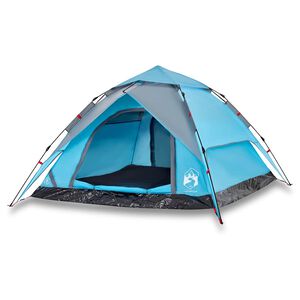 vidaXL Tenda a Cupola da Campeggio 4 Persone Blu a Rilascio Rapido