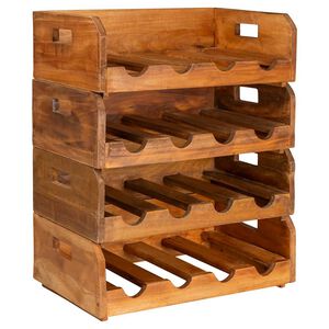 vidaXL Set Portavini 4 pz per 16 Bottiglie in Legno Massello di Mogano
