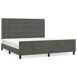 vidaXL Giroletto senza Materasso Grigio Scuro 160x200 cm Velluto