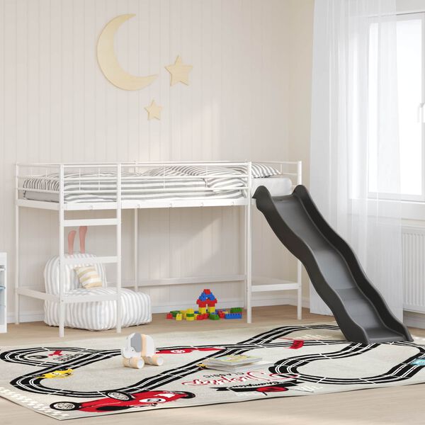 vidaXL Letto loft per bambini con scivolo Bianco e Antracite