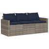vidaXL Divano da Giardino con Cuscini 3 Posti Grigio in Polyrattan