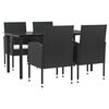 vidaXL Set da Pranzo da Giardino 5 pz Nero in Polyrattan e Acciaio