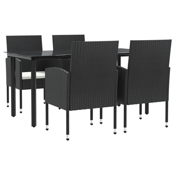 vidaXL Set da Pranzo da Giardino 5 pz Nero in Polyrattan e Acciaio