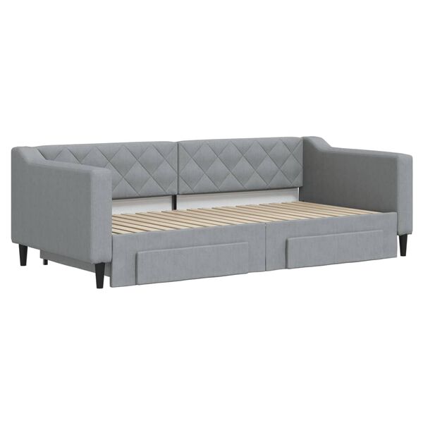vidaXL Divano Letto Estraibile Cassetti Grigio Chiaro 90x190cm Tessuto