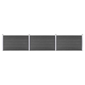 vidaXL Set Pannelli di Recinzione in WPC 526x105 cm Nero