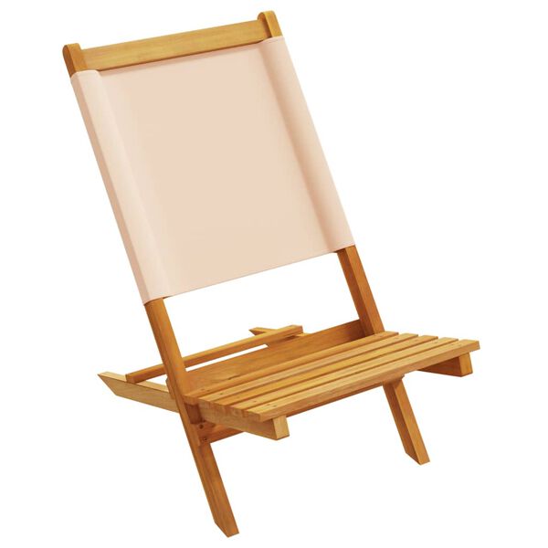 vidaXL Sedie da Giardino Pieghevoli 8pz Beige Tessuto e Legno Massello