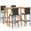 vidaXL Set da Bar da Giardino 5 pz con Cuscini Nero