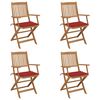vidaXL Sedie da Giardino Pieghevoli 4 pz con Cuscini Massello Acacia