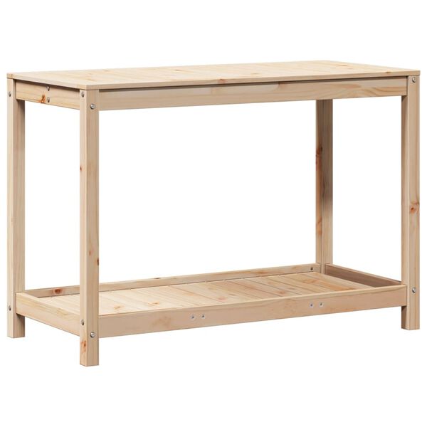 vidaXL Tavolo Invaso con Ripiano 108x50x75 cm Legno Massello di Pino