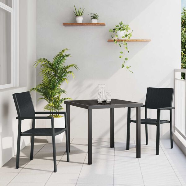 vidaXL Set da Pranzo per Giardino 3 pcs Nero