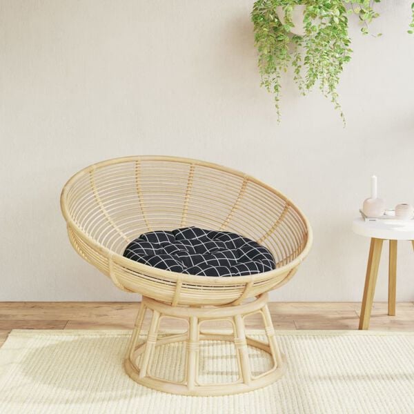 vidaXL Cuscino Rotondo Nero Motivo a Quadri &Oslash; 60x11cm Tessuto Oxford