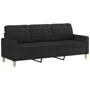 vidaXL Divano a 3 Posti Nero 180 cm in Tessuto