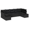 vidaXL Set Divano da Giardino 7 pz Nero polyrattan