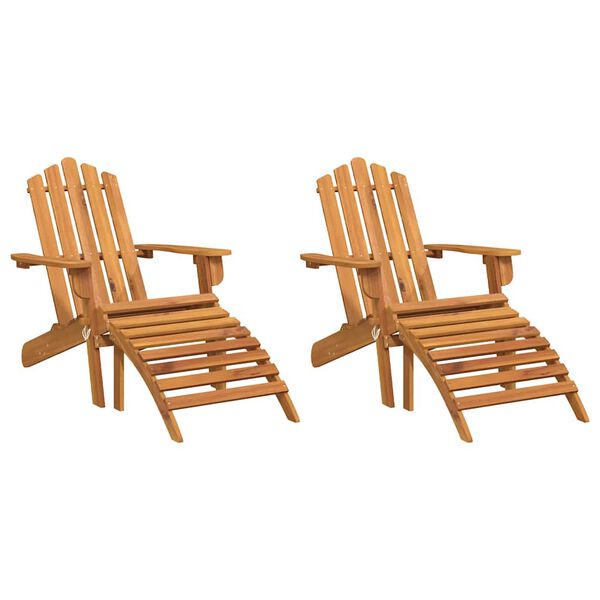 vidaXL Sedie Giardino Adirondack Poggiapiedi 2pz Legno Massello Acacia