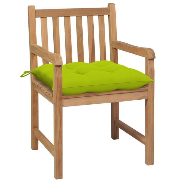 vidaXL Sedie da Giardino 2 pz Cuscini Verde Brillante in Legno di Teak